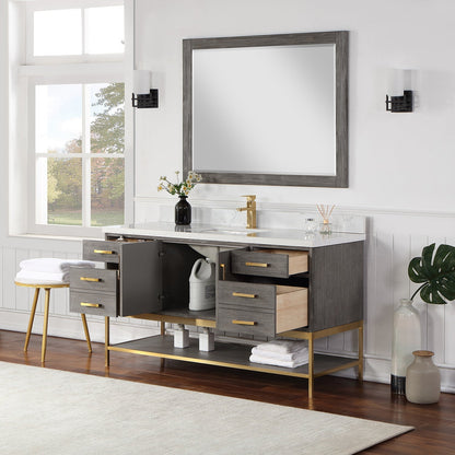 Altair Designs 60" single vanity with top - 546060S-WO-GW-NM
