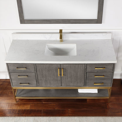 Altair Designs 60" single vanity with top - 546060S-WO-GW-NM