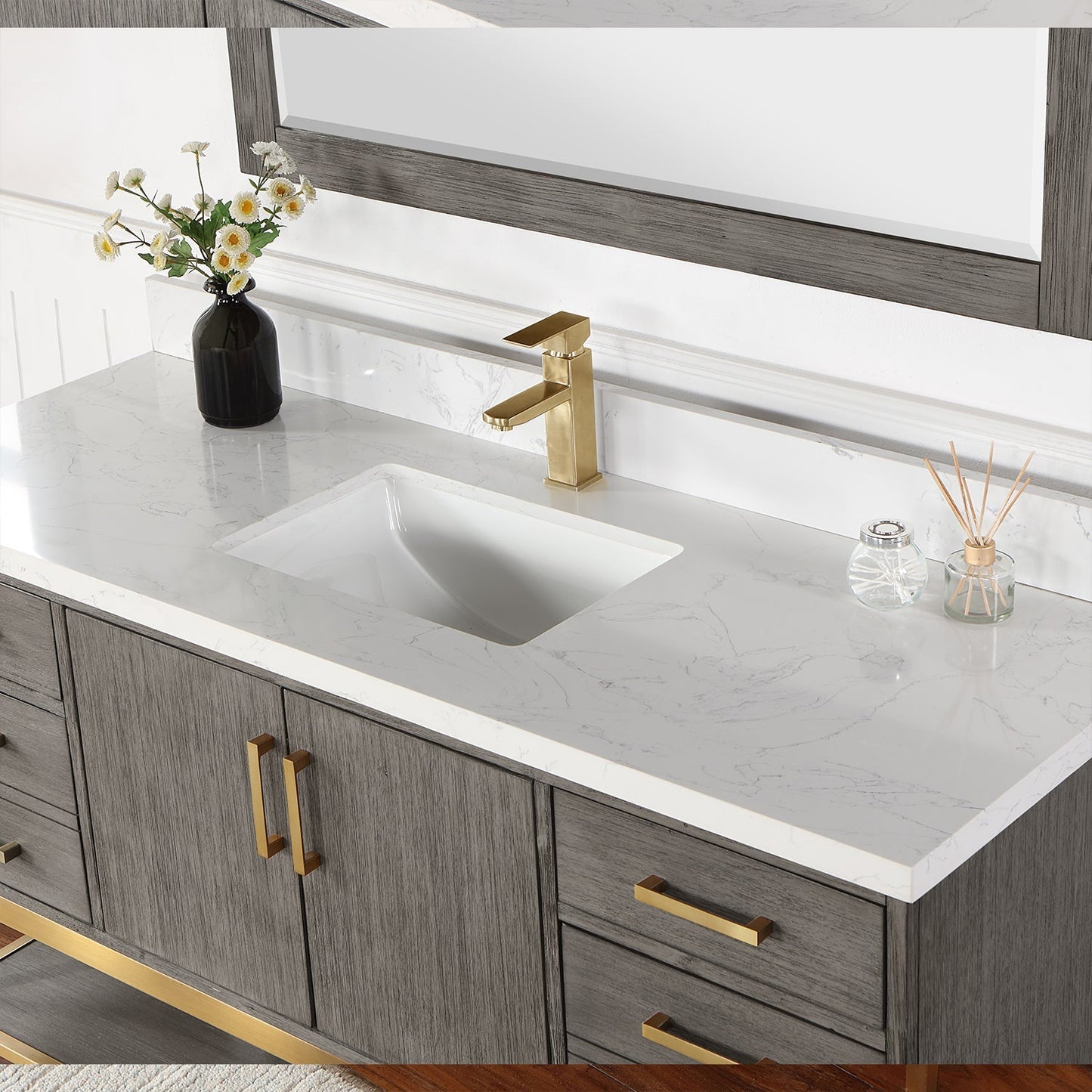 Altair Designs 60" single vanity with top - 546060S-WO-GW-NM