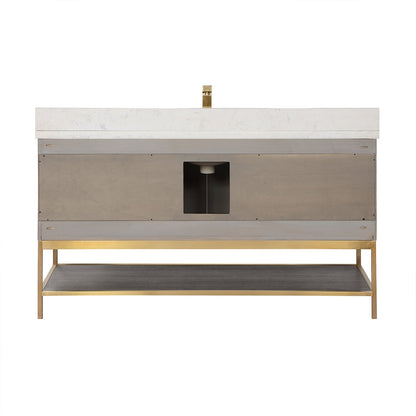 Altair Designs 60" single vanity with top - 546060S-WO-GW-NM