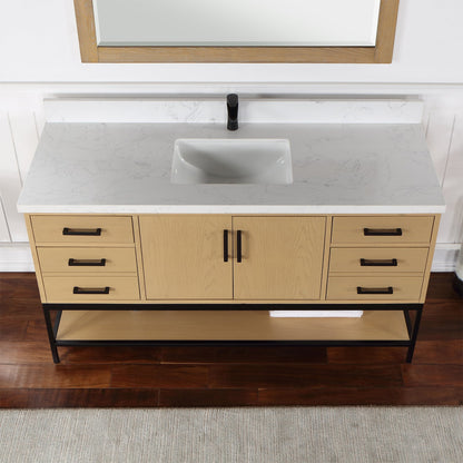 Altair Designs 60" single vanity with top - 546060S-WO-GW-NM