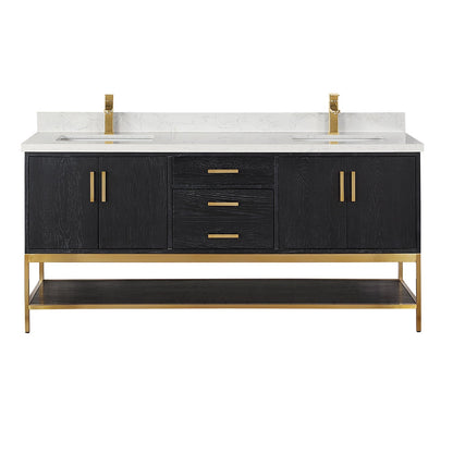 Altair Designs 72" double vanity with top - 546072-WO-GW-NM