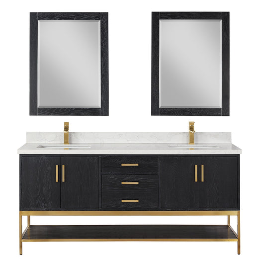 Altair Designs 72" double vanity with top - 546072-WO-GW-NM