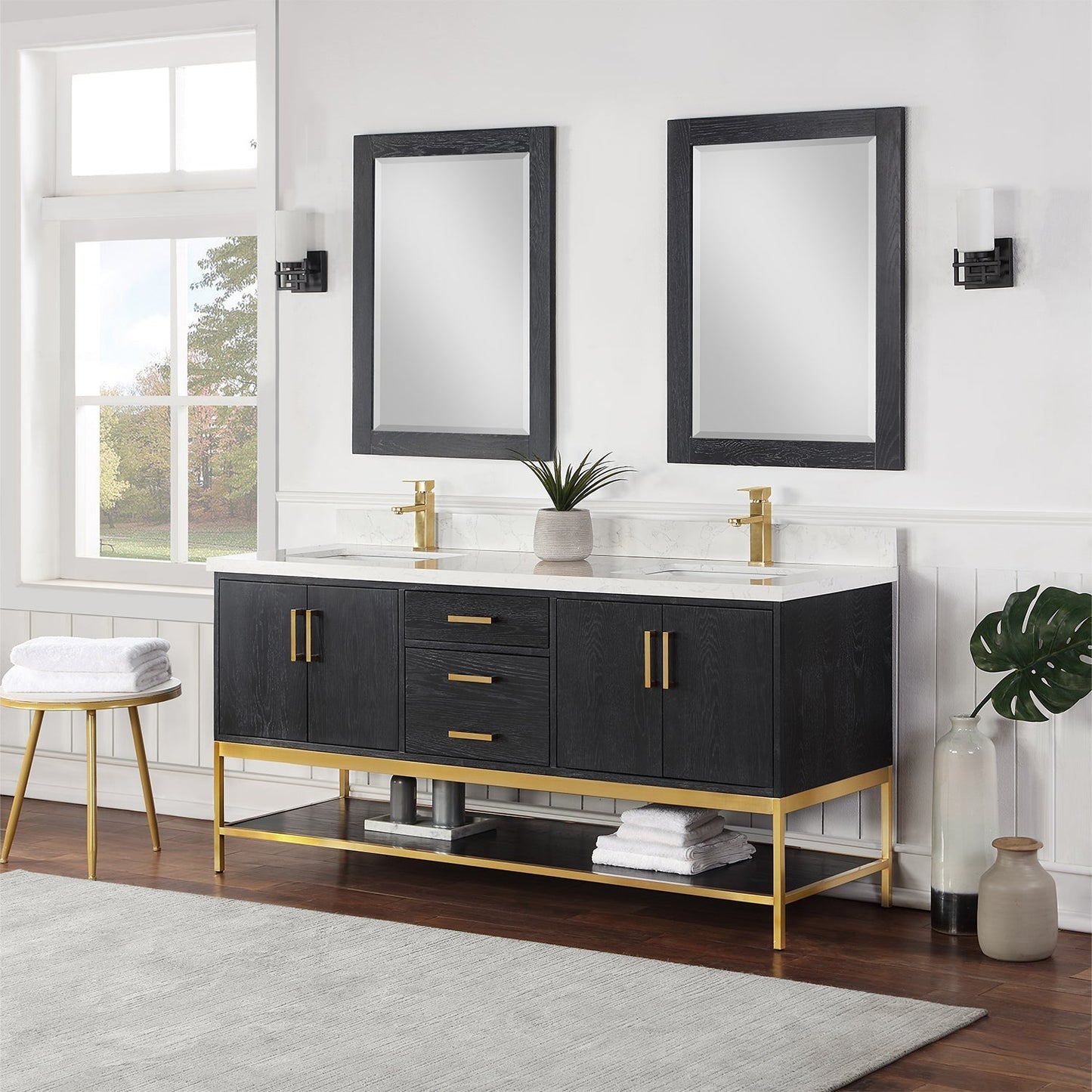 Altair Designs 72" double vanity with top - 546072-WO-GW-NM