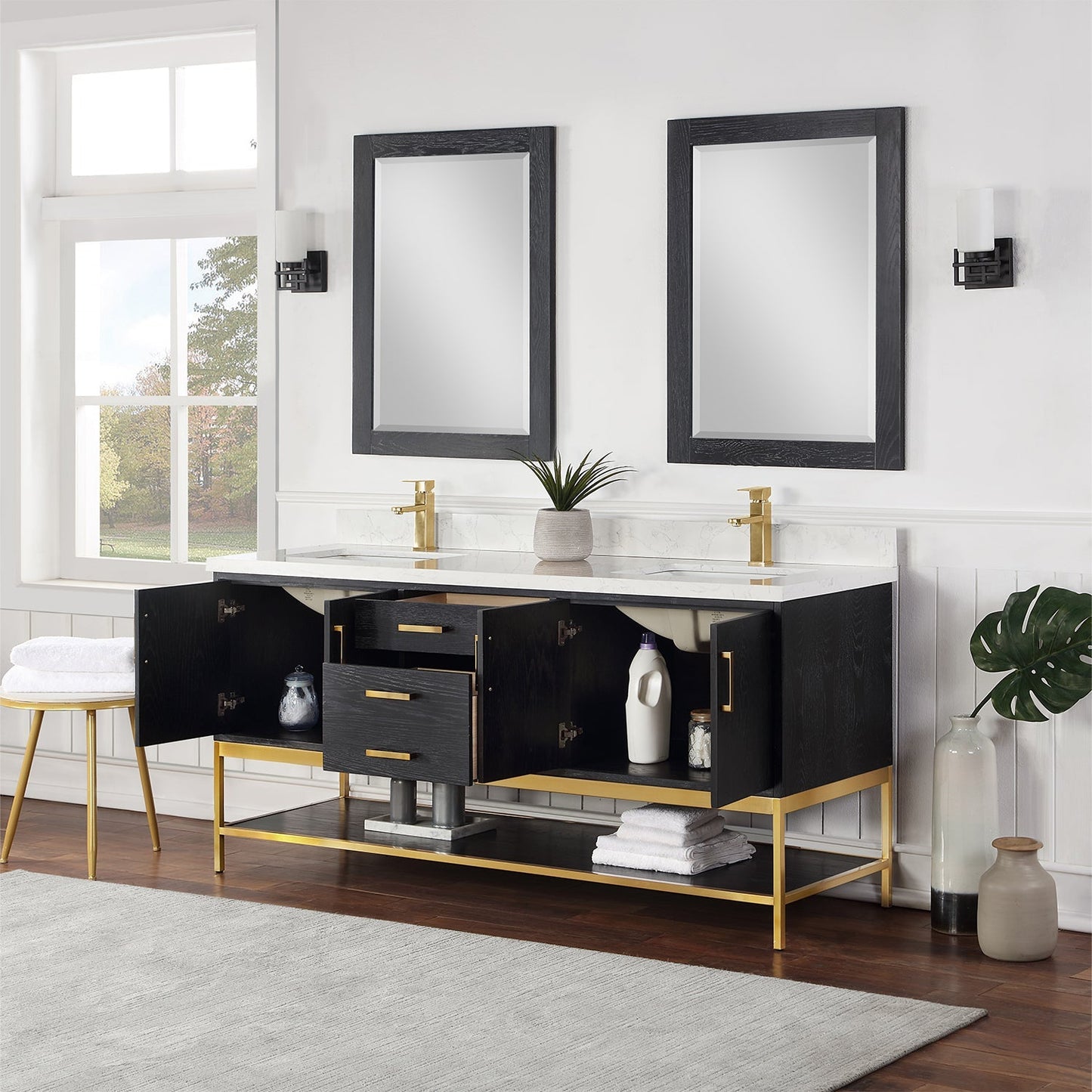 Altair Designs 72" double vanity with top - 546072-WO-GW-NM