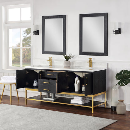 Altair Designs 72" double vanity with top - 546072-WO-GW-NM