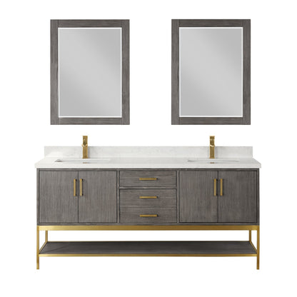 Altair Designs 72" double vanity with top - 546072-WO-GW-NM