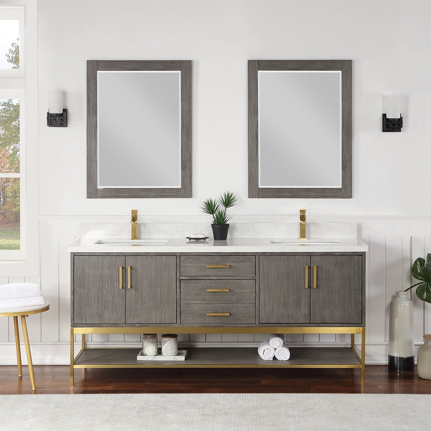 Altair Designs 72" double vanity with top - 546072-WO-GW-NM