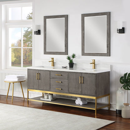 Altair Designs 72" double vanity with top - 546072-WO-GW-NM
