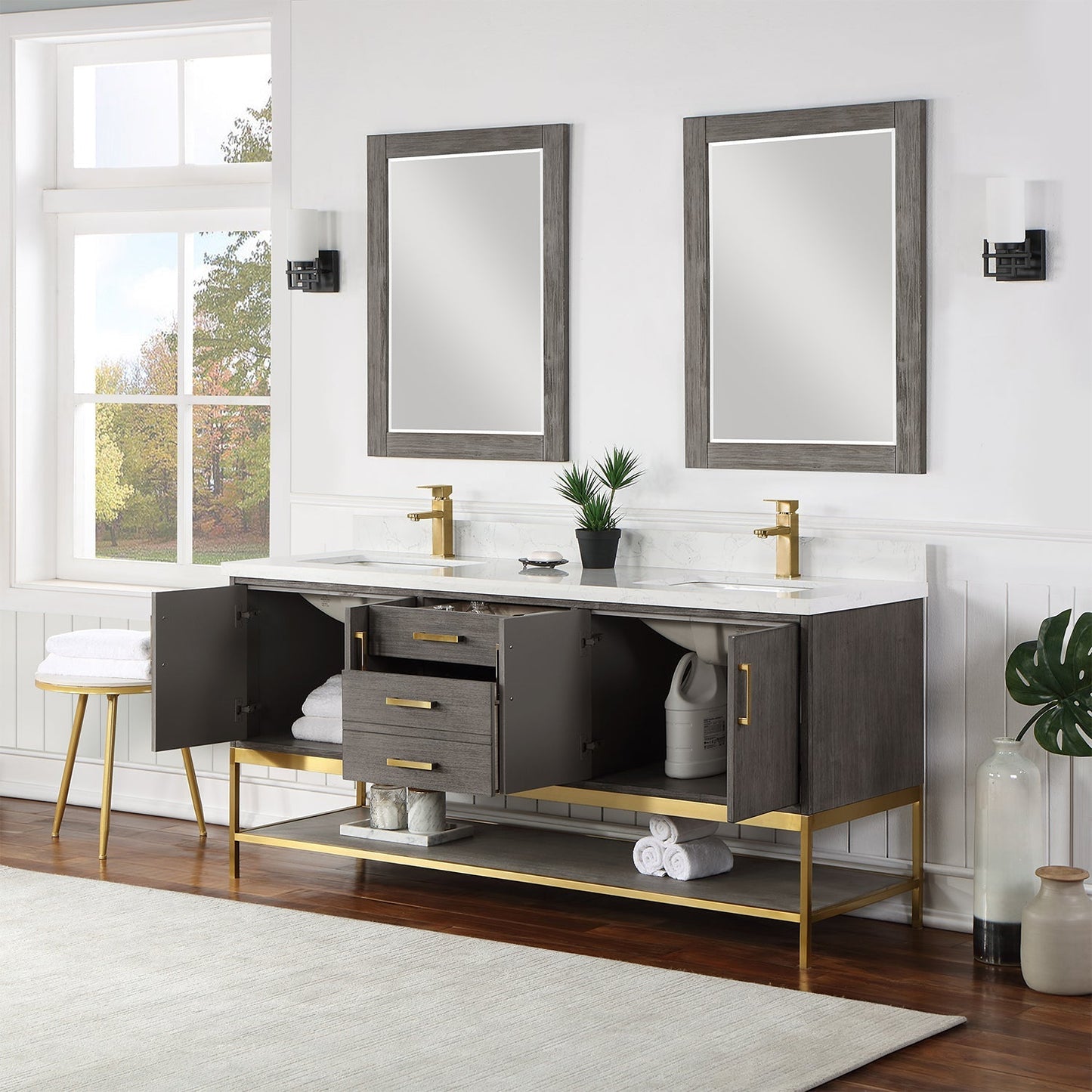 Altair Designs 72" double vanity with top - 546072-WO-GW-NM
