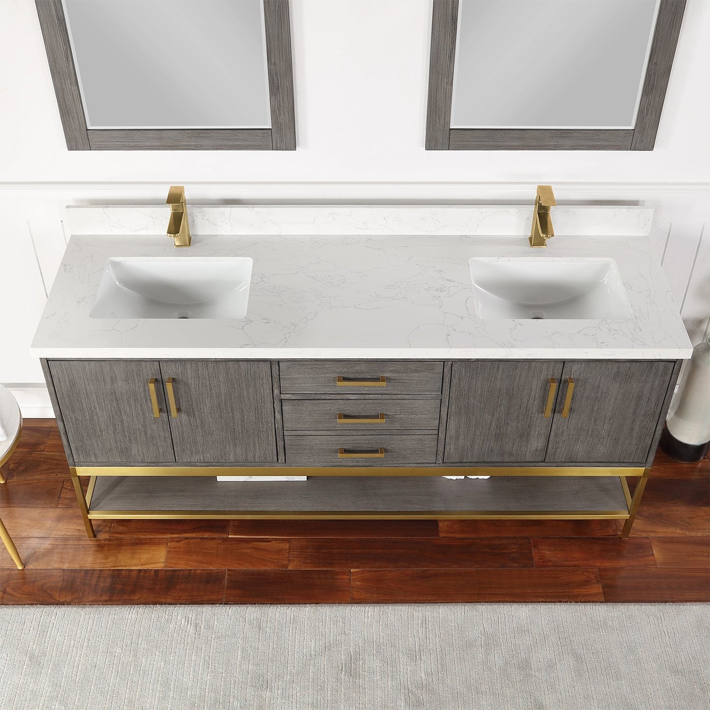 Altair Designs 72" double vanity with top - 546072-WO-GW-NM