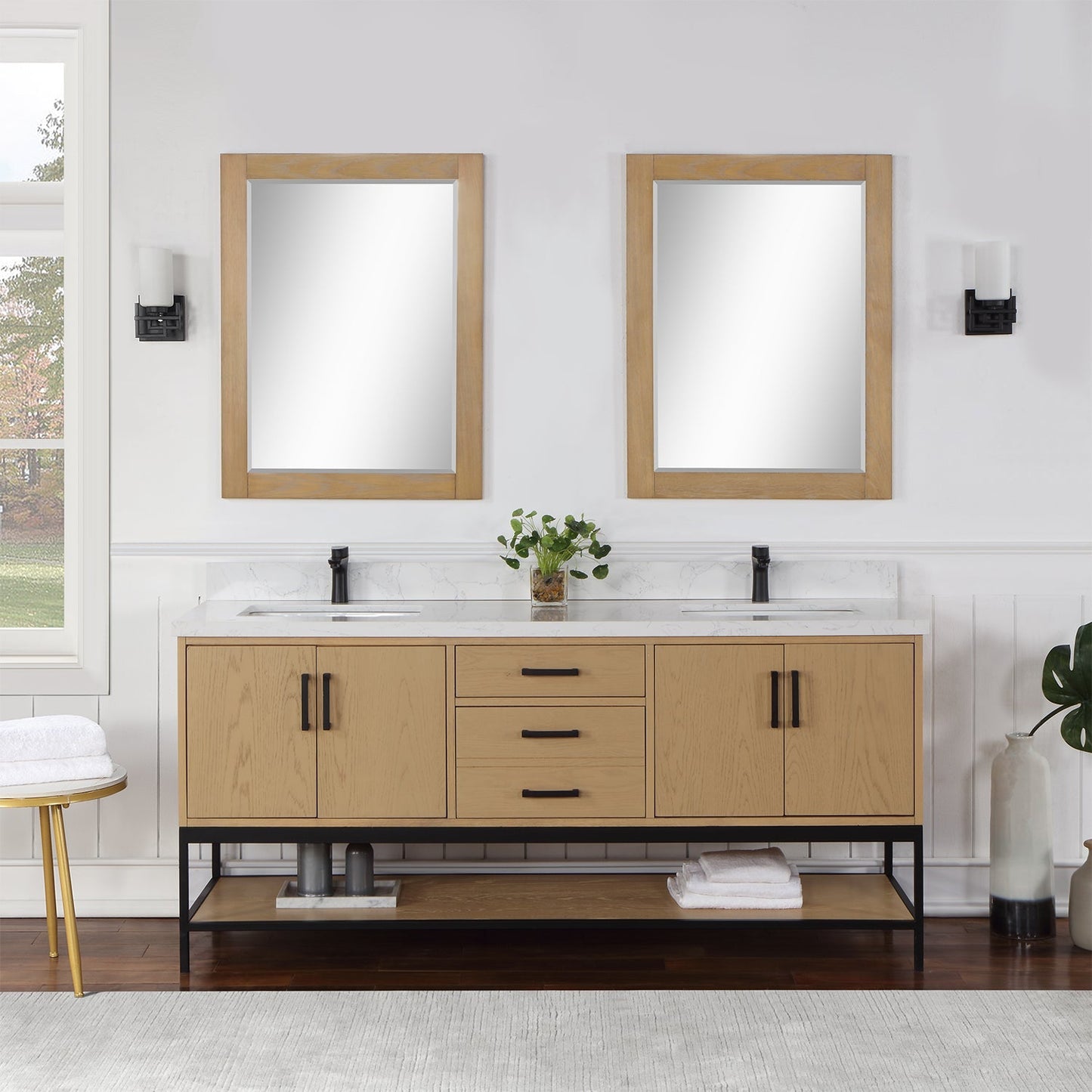 Altair Designs 72" double vanity with top - 546072-WO-GW-NM