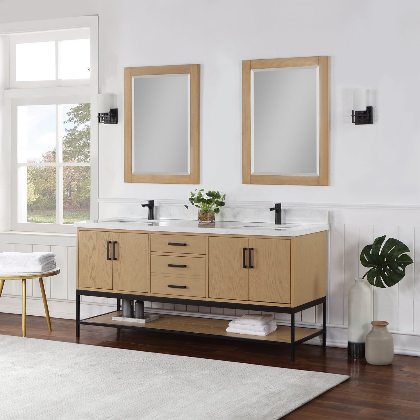 Altair Designs 72" double vanity with top - 546072-WO-GW-NM
