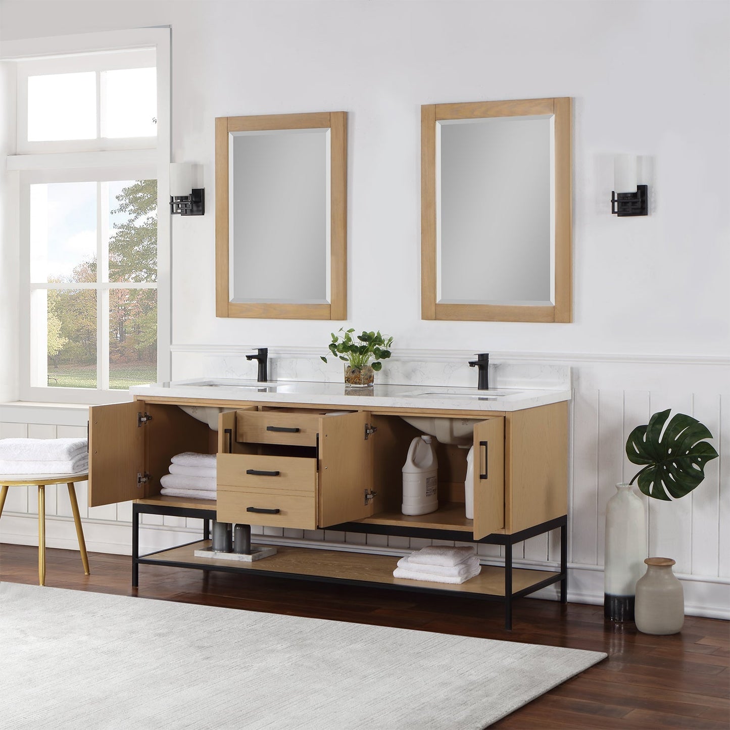 Altair Designs 72" double vanity with top - 546072-WO-GW-NM