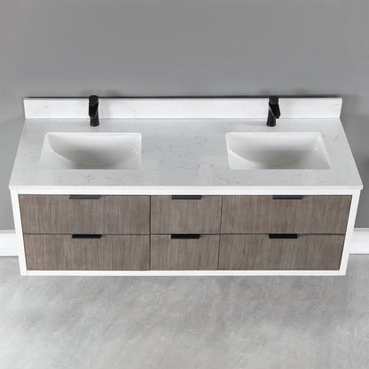 Altair Designs 60" double vanity with top - 547060-WP-AW-NM
