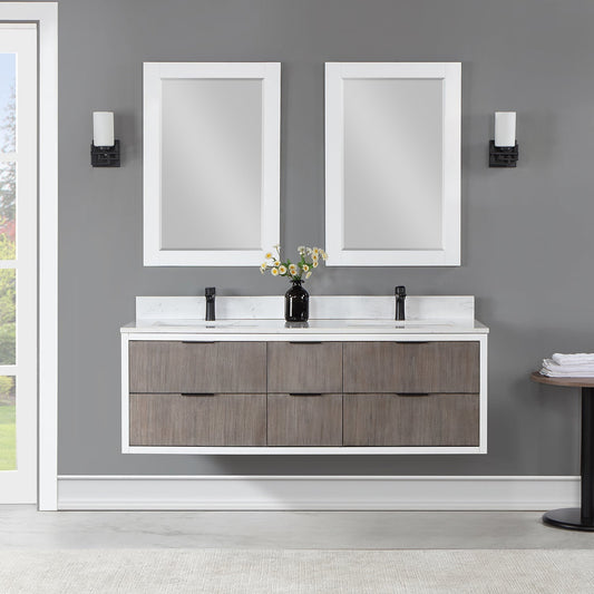 Altair Designs 60" double vanity with top - 547060-WP-AW-NM