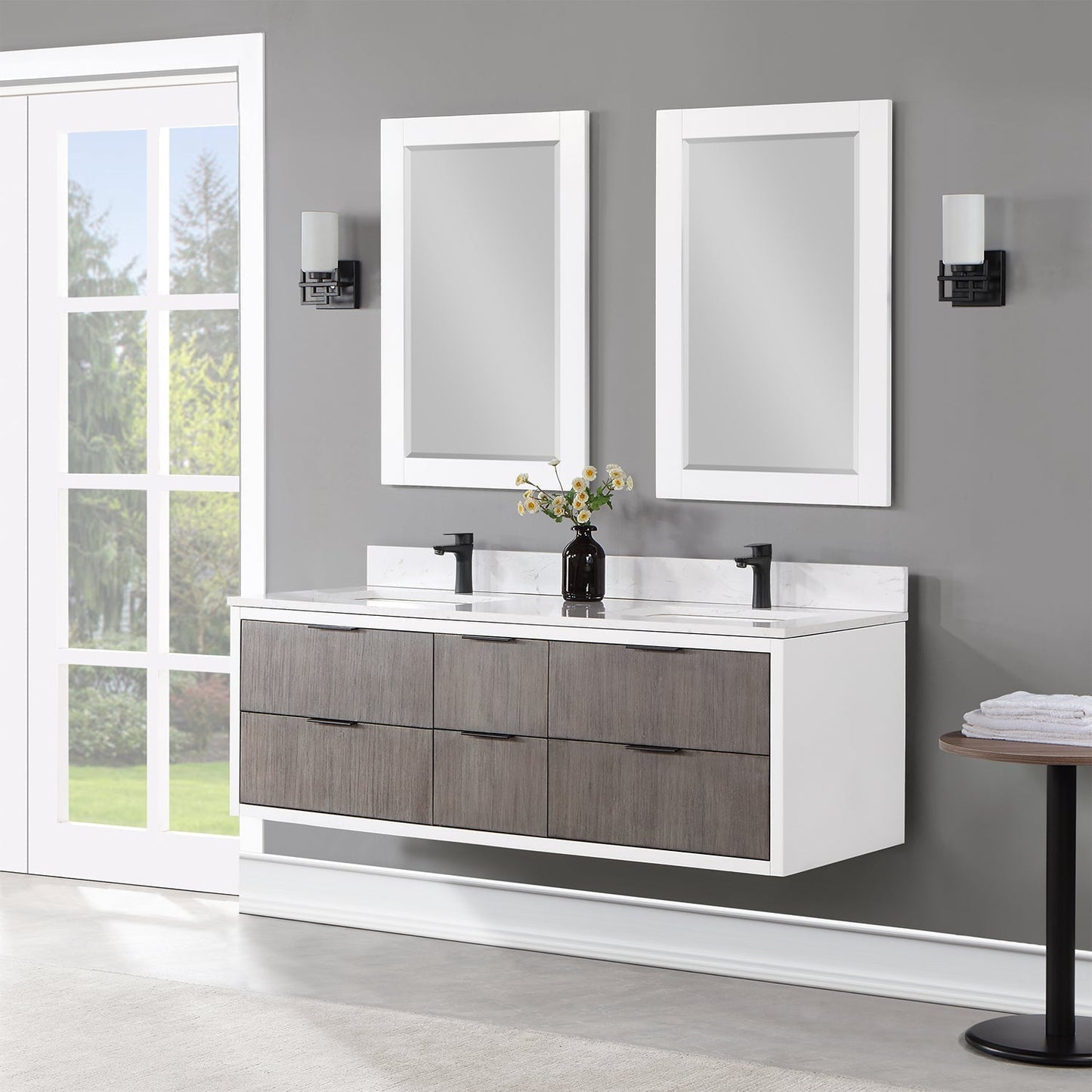 Altair Designs 60" double vanity with top - 547060-WP-AW-NM