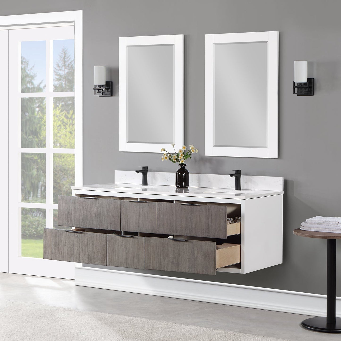 Altair Designs 60" double vanity with top - 547060-WP-AW-NM