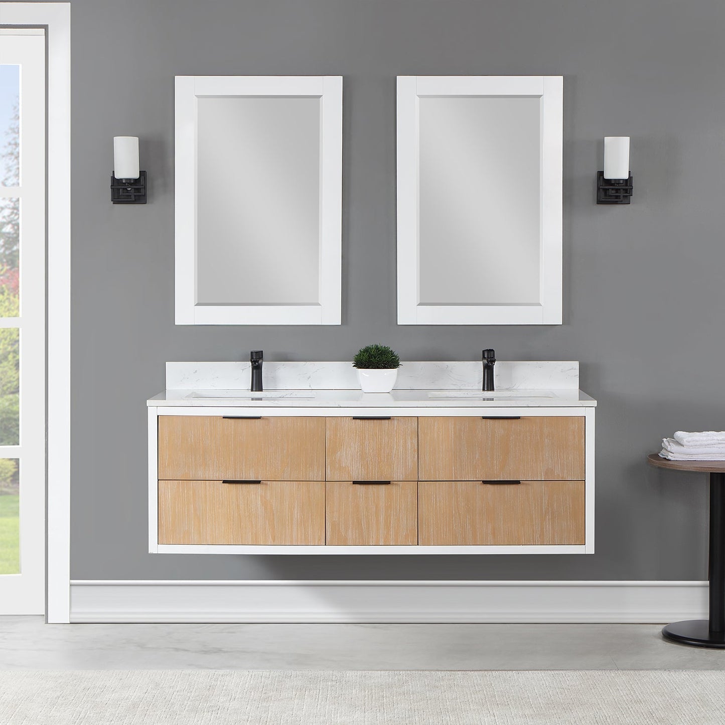 Altair Designs 60" double vanity with top - 547060-WP-AW-NM