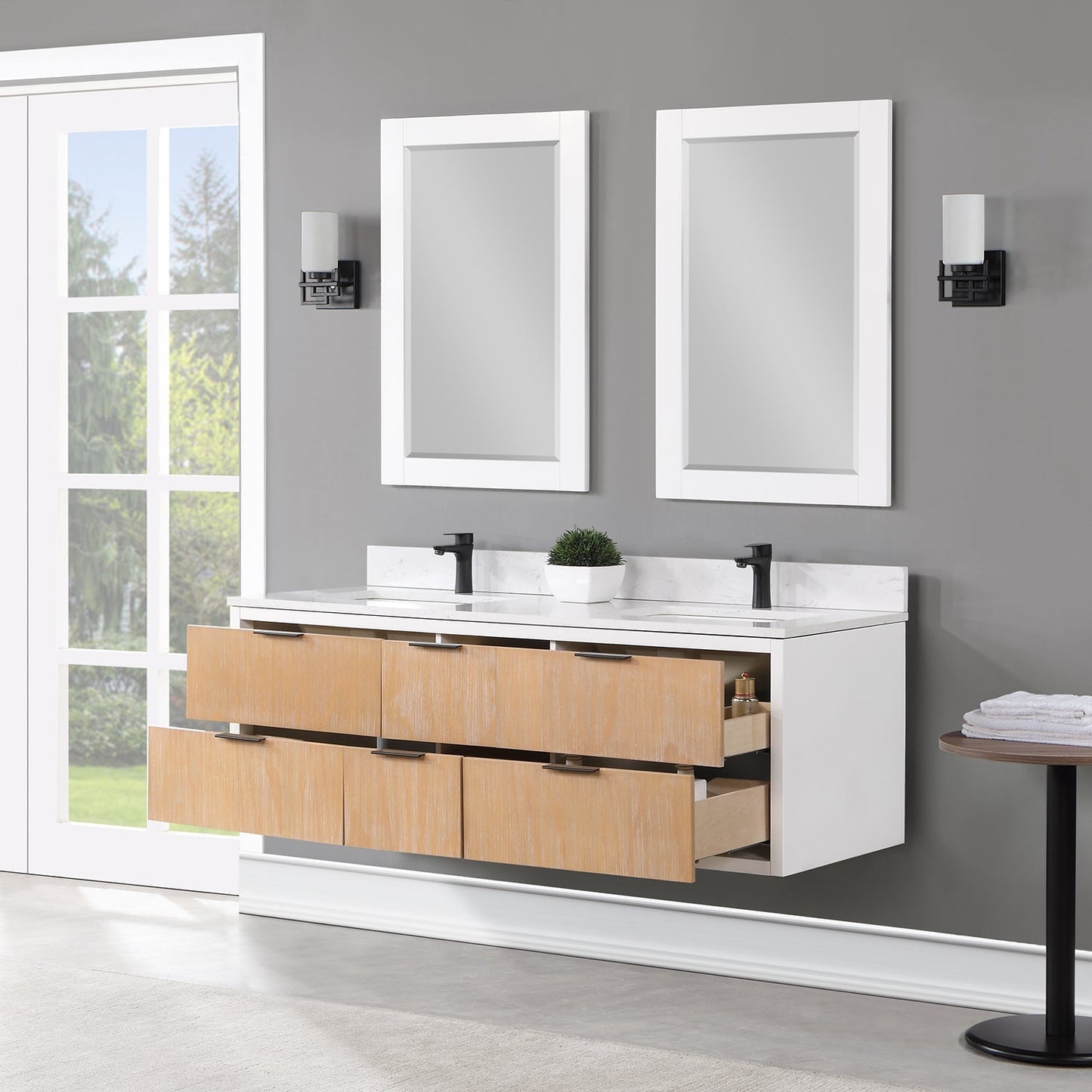 Altair Designs 60" double vanity with top - 547060-WP-AW-NM