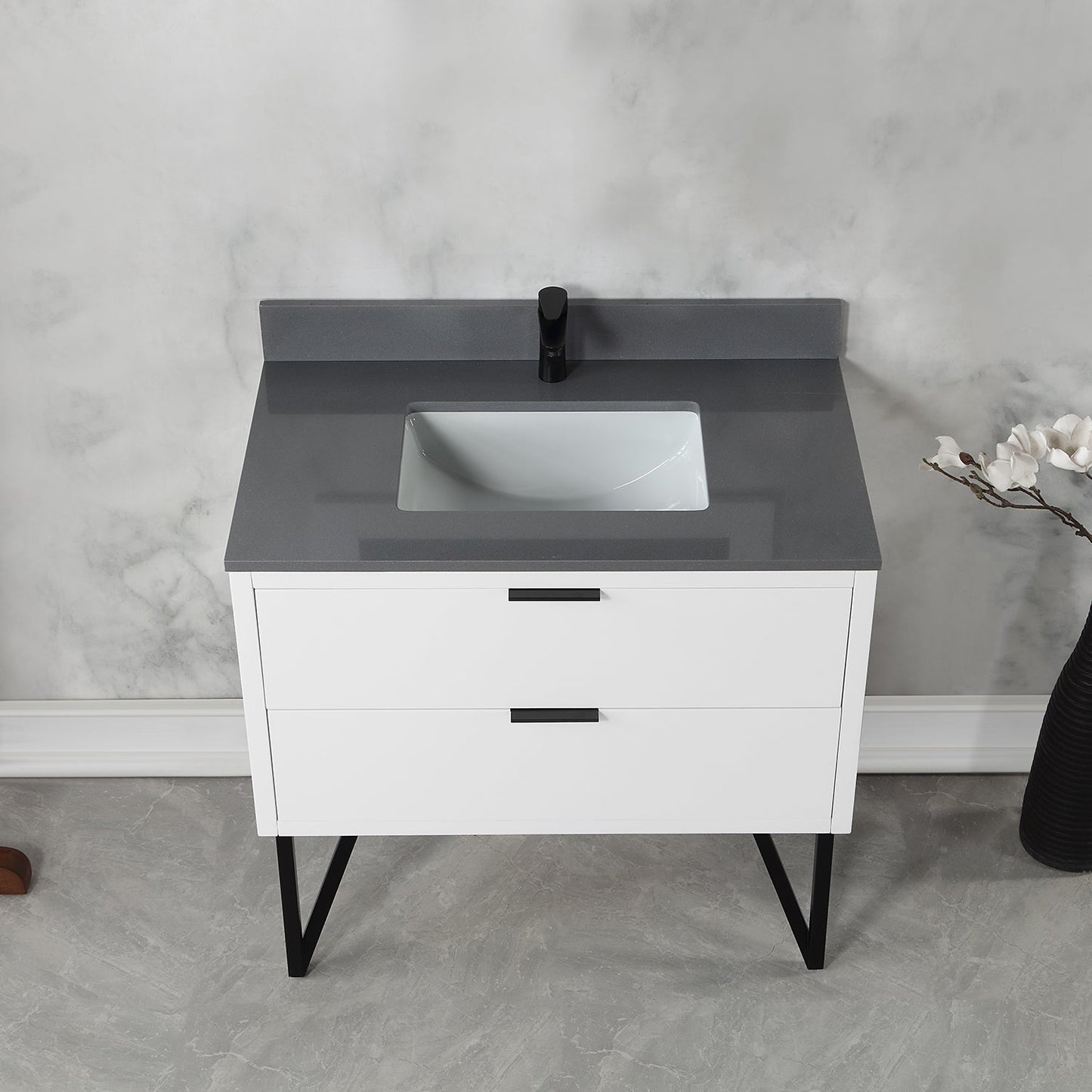 Altair Designs 36" single vanity with top - 548036-WP-CG-NM