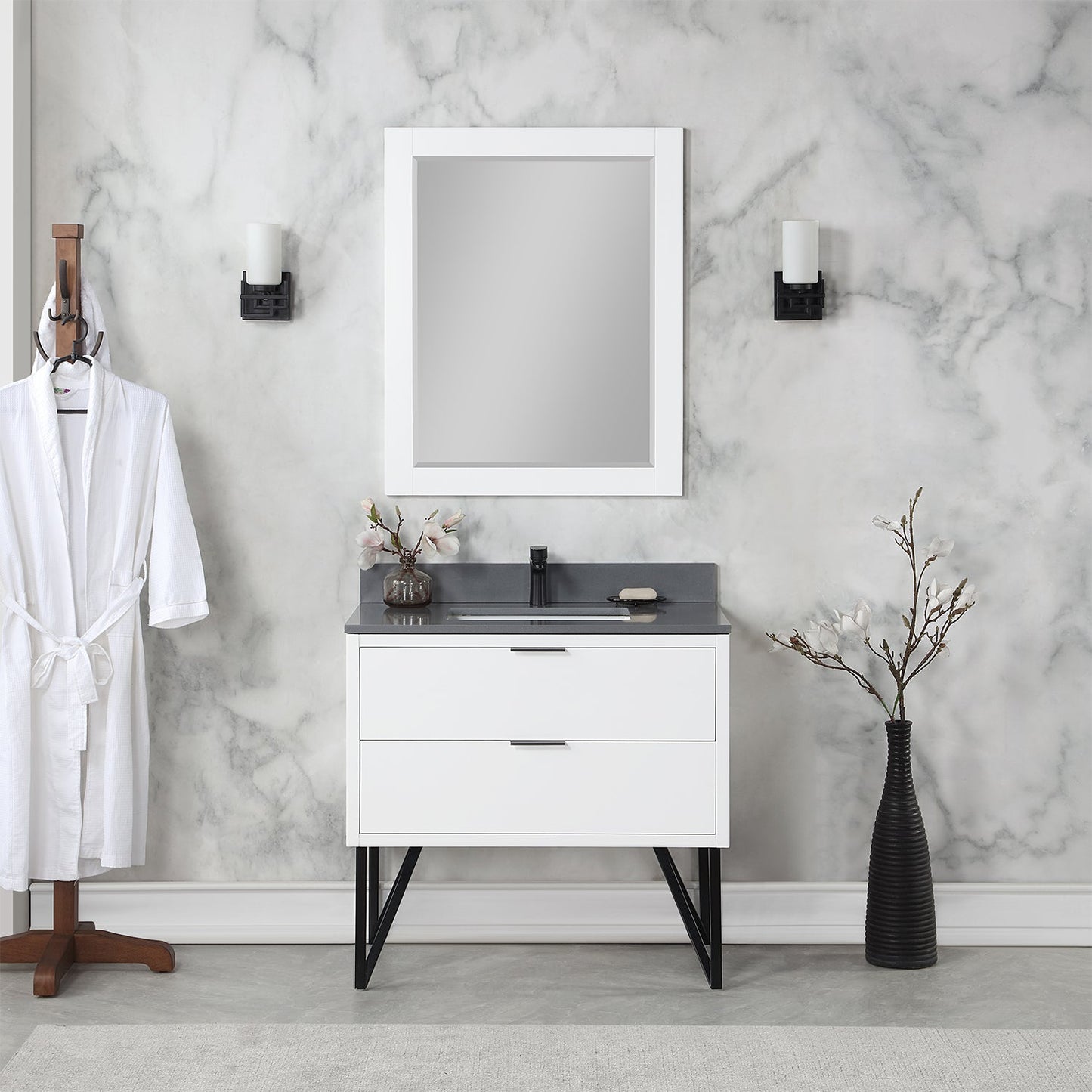 Altair Designs 36" single vanity with top - 548036-WP-CG-NM
