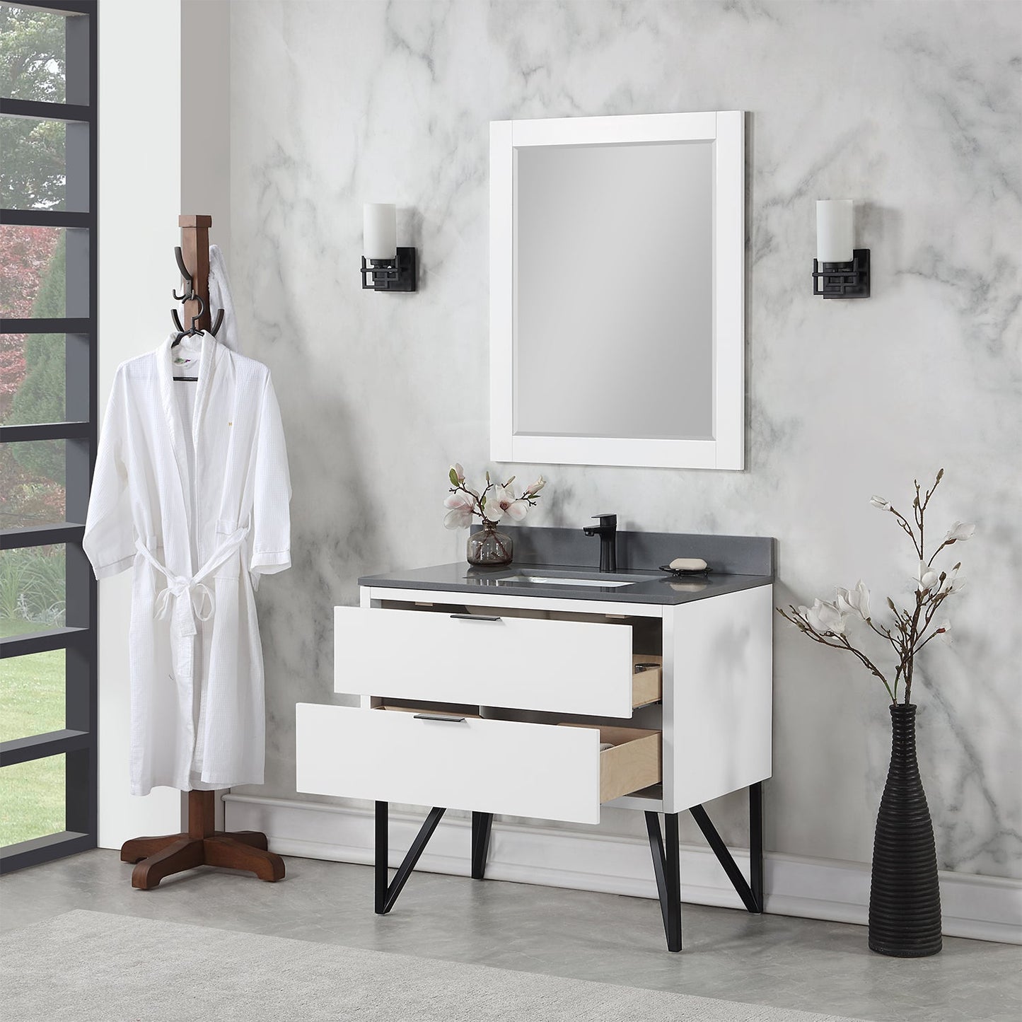 Altair Designs 36" single vanity with top - 548036-WP-CG-NM