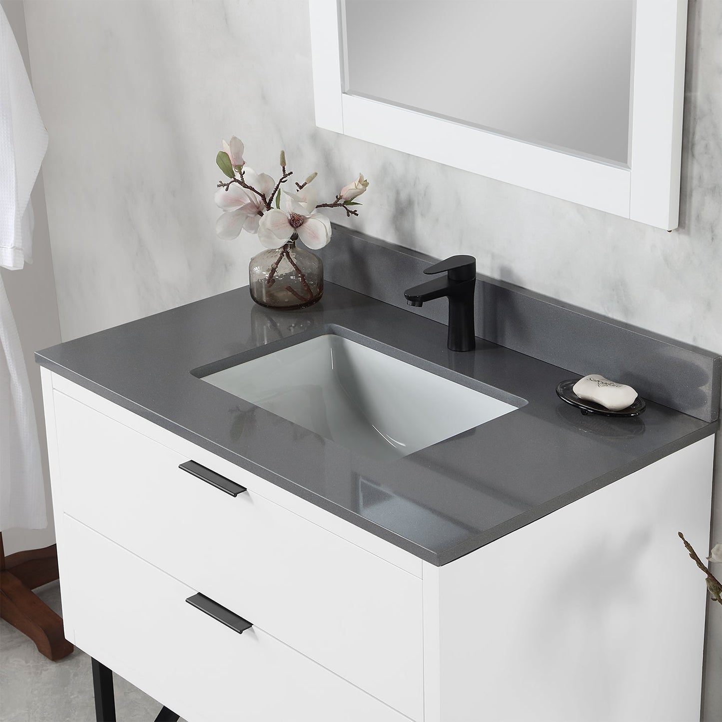 Altair Designs 36" single vanity with top - 548036-WP-CG-NM