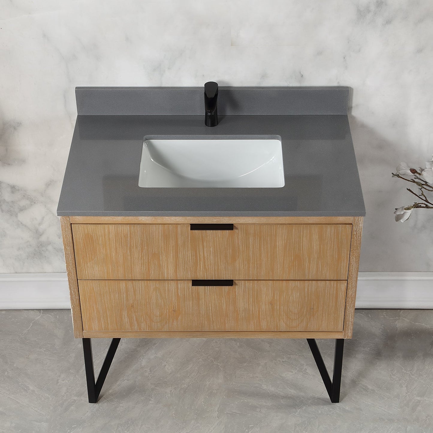 Altair Designs 36" single vanity with top - 548036-WP-CG-NM