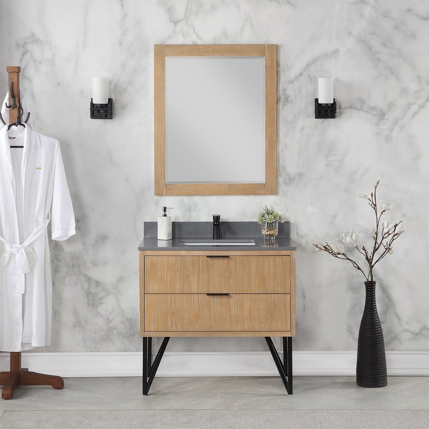 Altair Designs 36" single vanity with top - 548036-WP-CG-NM