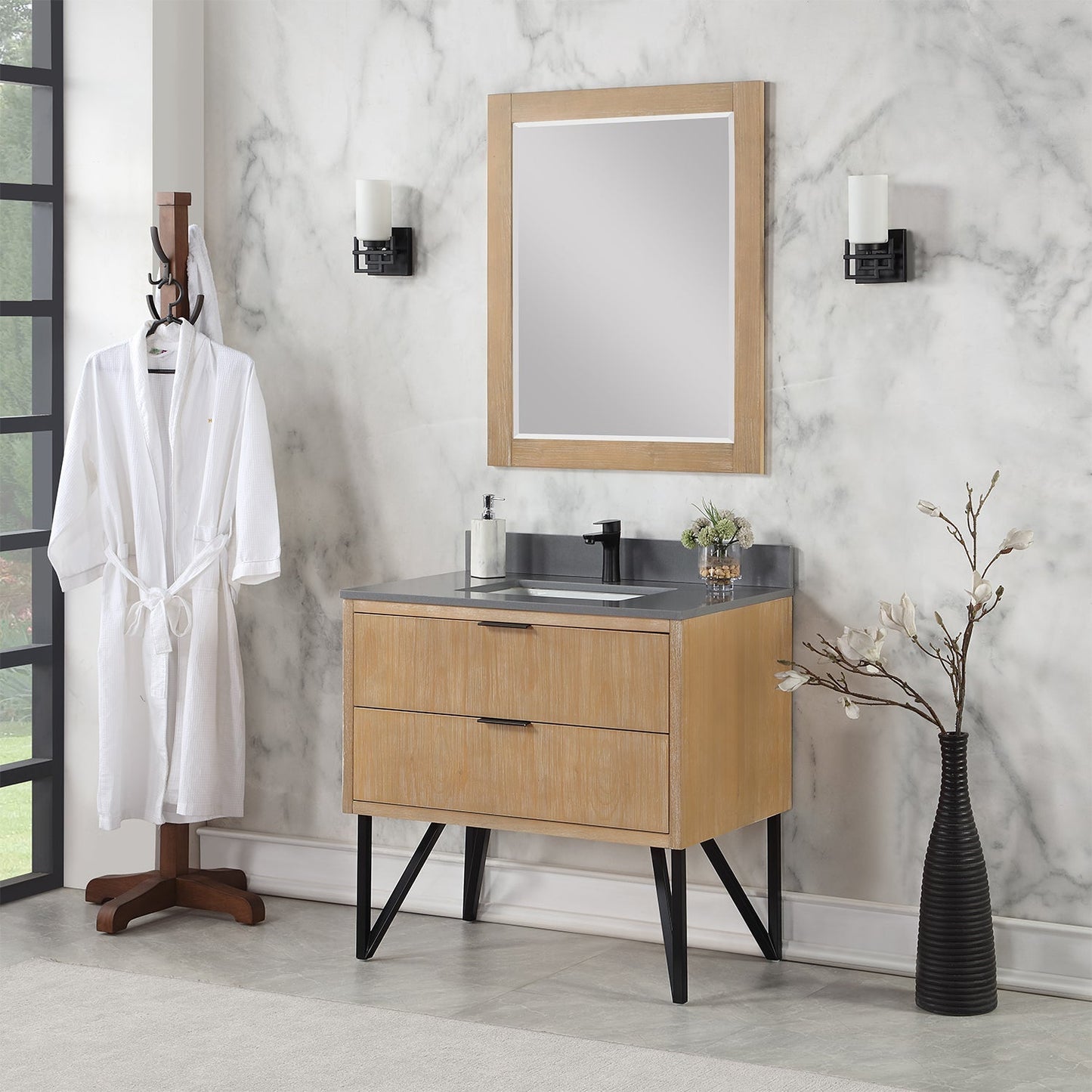 Altair Designs 36" single vanity with top - 548036-WP-CG-NM