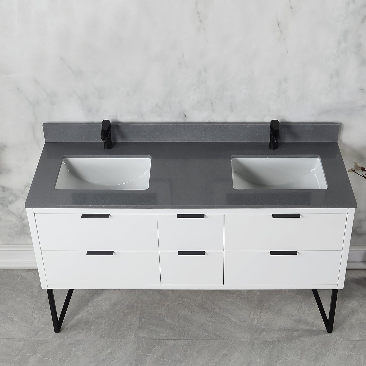 Altair Designs 60" double vanity with top - 548060-WP-CG-NM