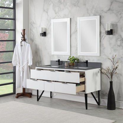 Altair Designs 60" double vanity with top - 548060-WP-CG-NM