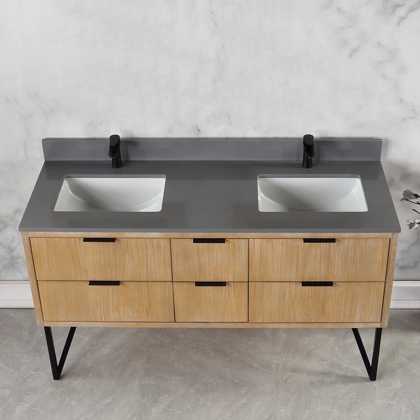 Altair Designs 60" double vanity with top - 548060-WP-CG-NM