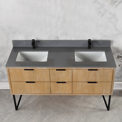 Altair Designs 60" double vanity with top - 548060-WP-CG-NM