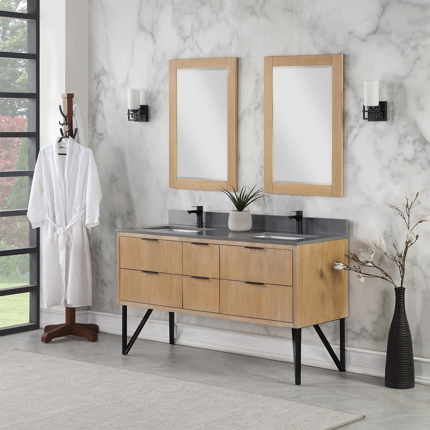 Altair Designs 60" double vanity with top - 548060-WP-CG-NM