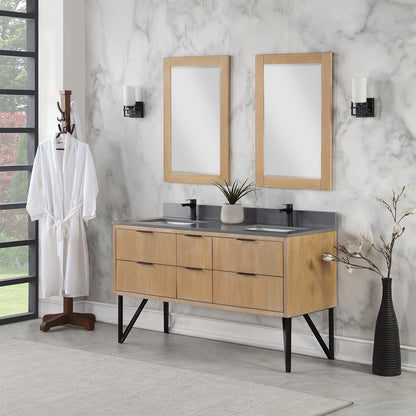 Altair Designs 60" double vanity with top - 548060-WP-CG-NM