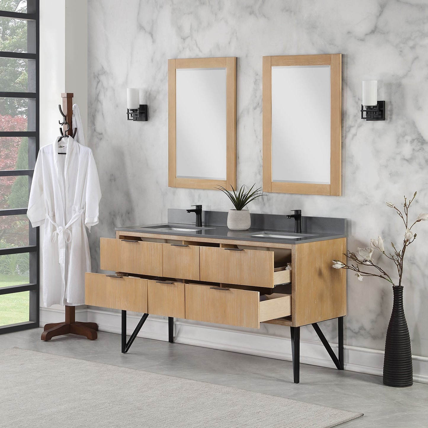 Altair Designs 60" double vanity with top - 548060-WP-CG-NM