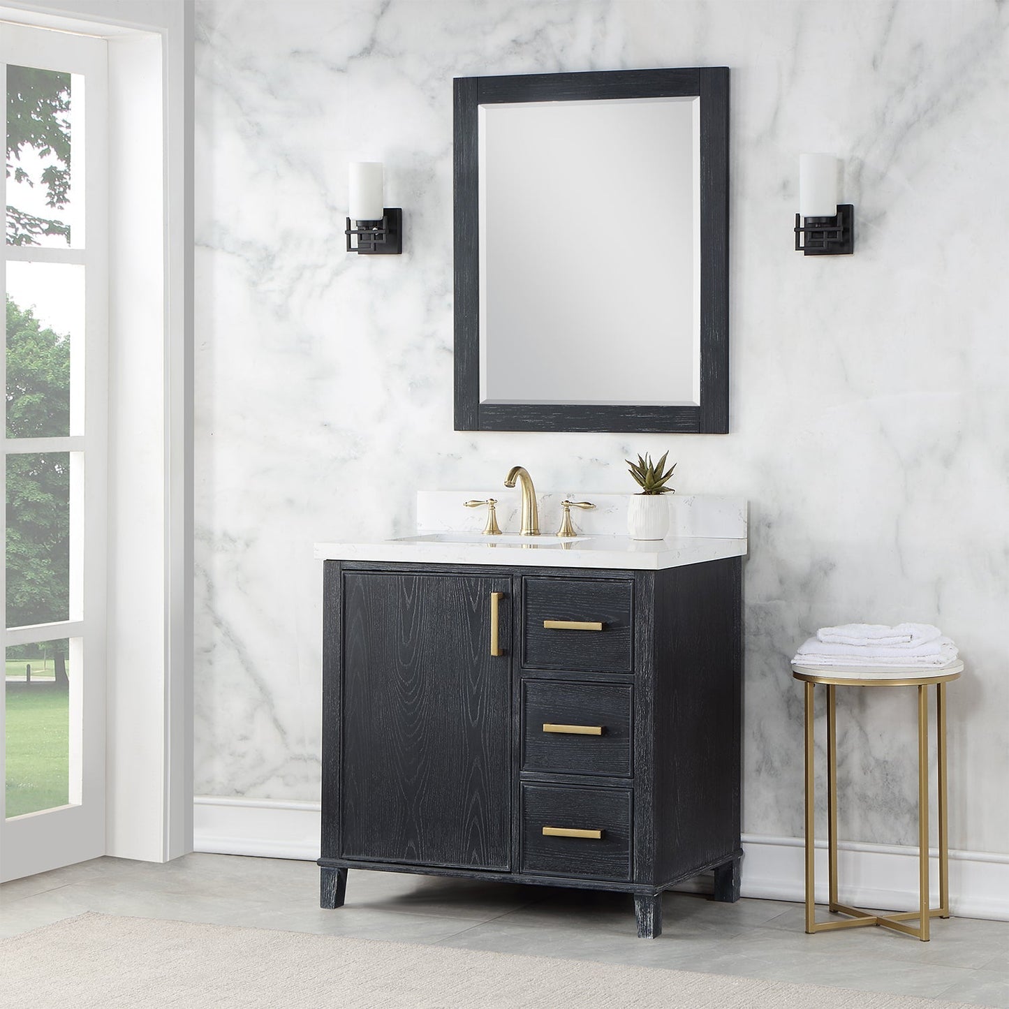Altair Designs 36" single vanity with top - 549036-BO-AW-NM