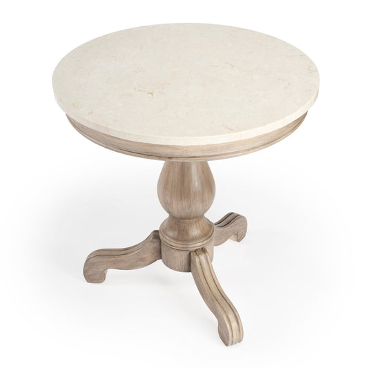 Butler Specialty Company Danielle Marble 24"" Pedestal Accent Table, Tan/Beige -  5515415