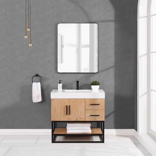 Altair Designs 36"/48"/60" single vanity with top - 552036B-LB-WH-NM