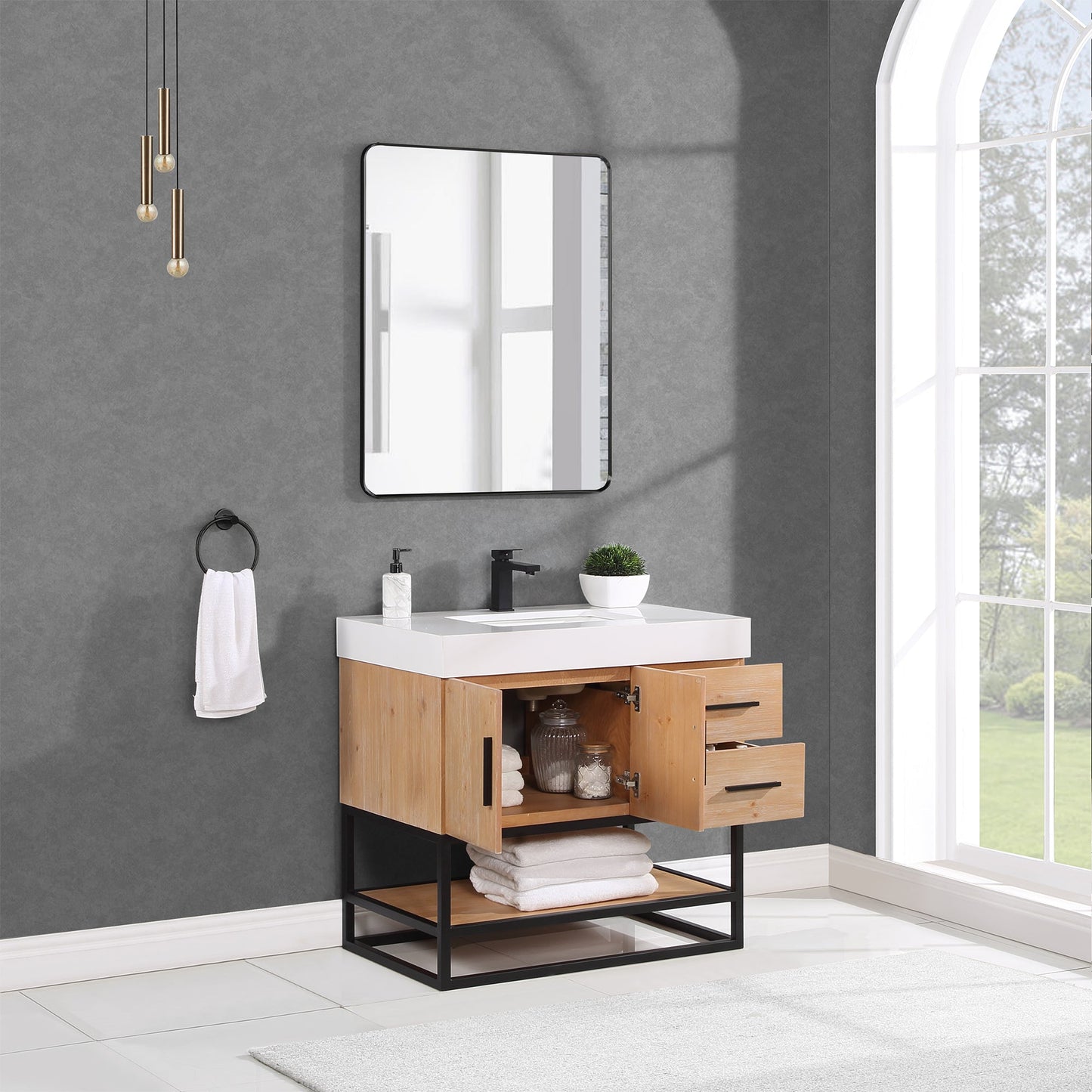 Altair Designs 36"/48"/60" single vanity with top - 552036B-LB-WH-NM