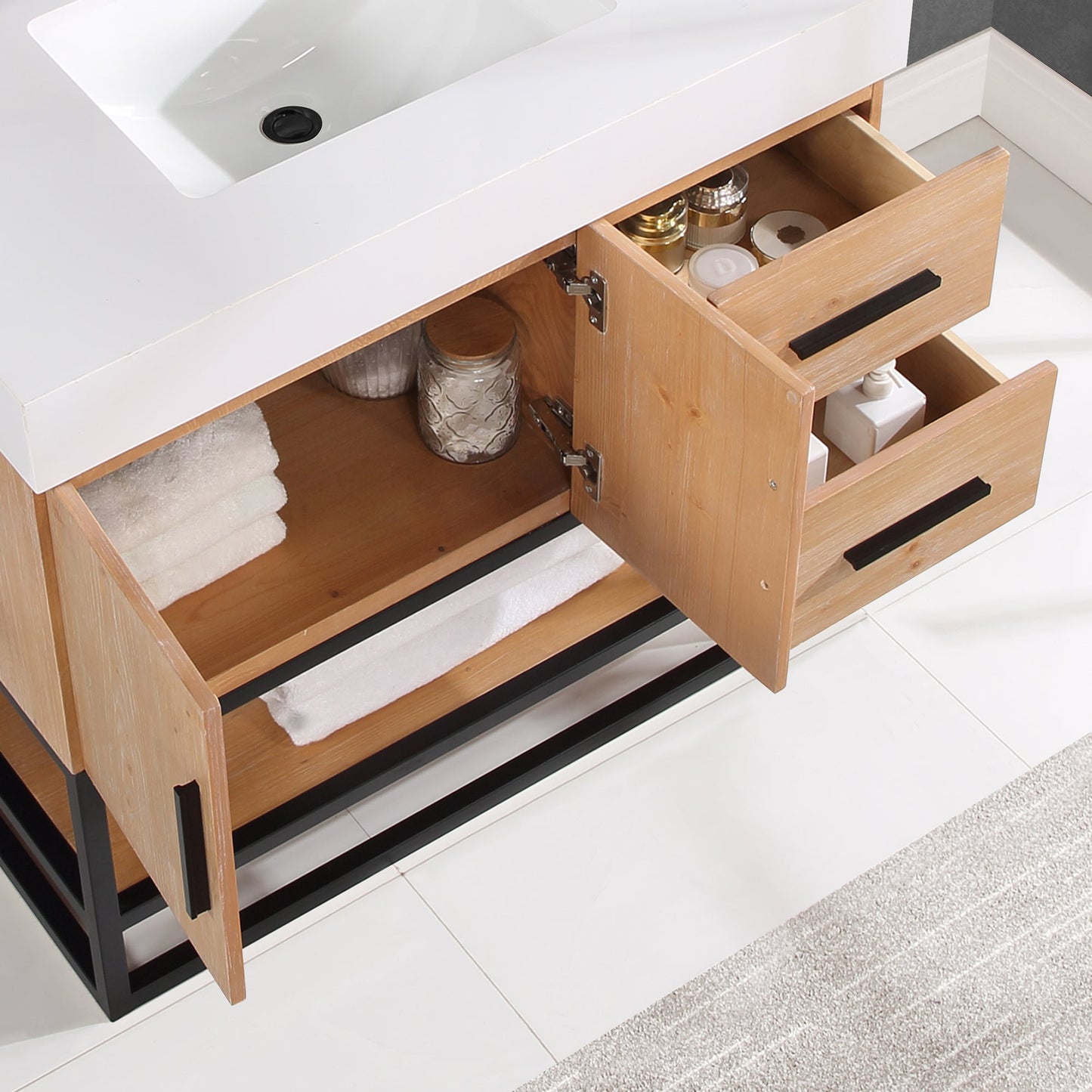 Altair Designs 36"/48"/60" single vanity with top - 552036B-LB-WH-NM