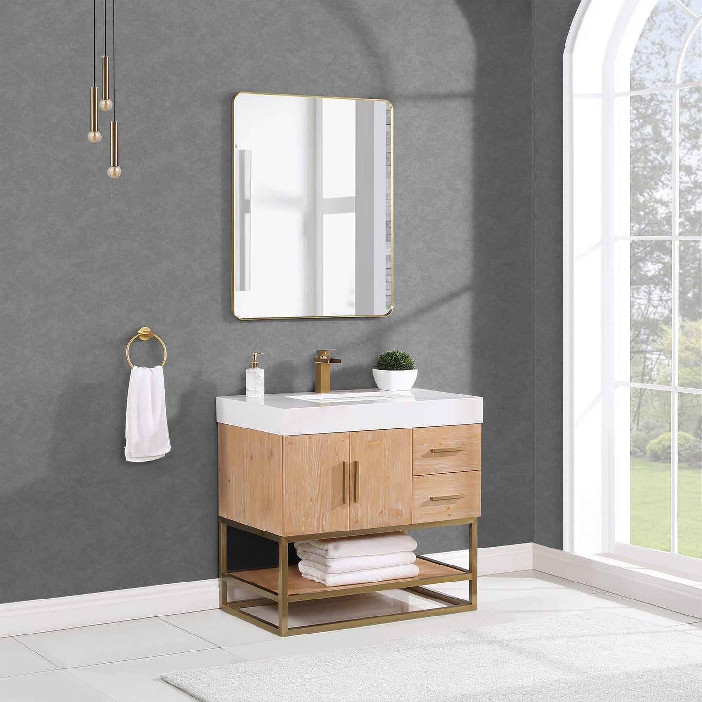 Altair Designs 36"/48"/60" single vanity with top - 552036B-LB-WH-NM