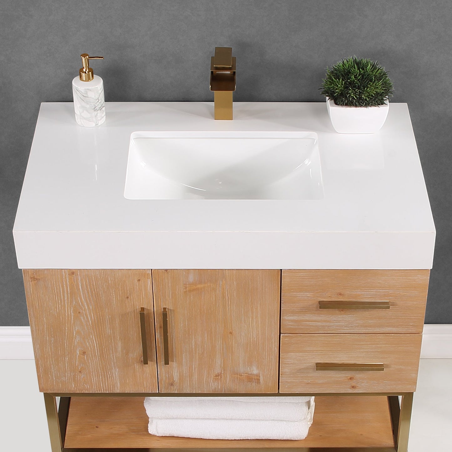 Altair Designs 36"/48"/60" single vanity with top - 552036B-LB-WH-NM