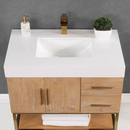 Altair Designs 36"/48"/60" single vanity with top - 552036B-LB-WH-NM