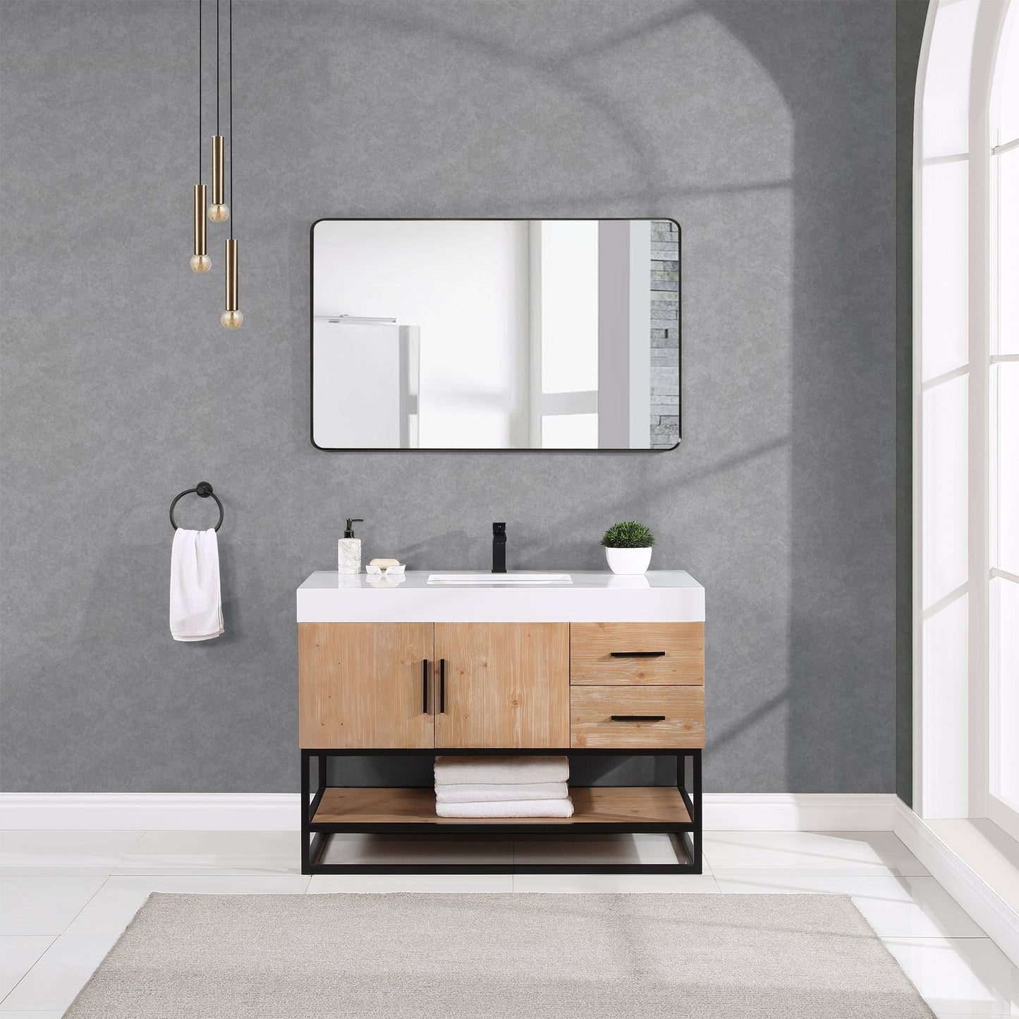 Altair Designs 36"/48"/60" single vanity with top - 552036B-LB-WH-NM