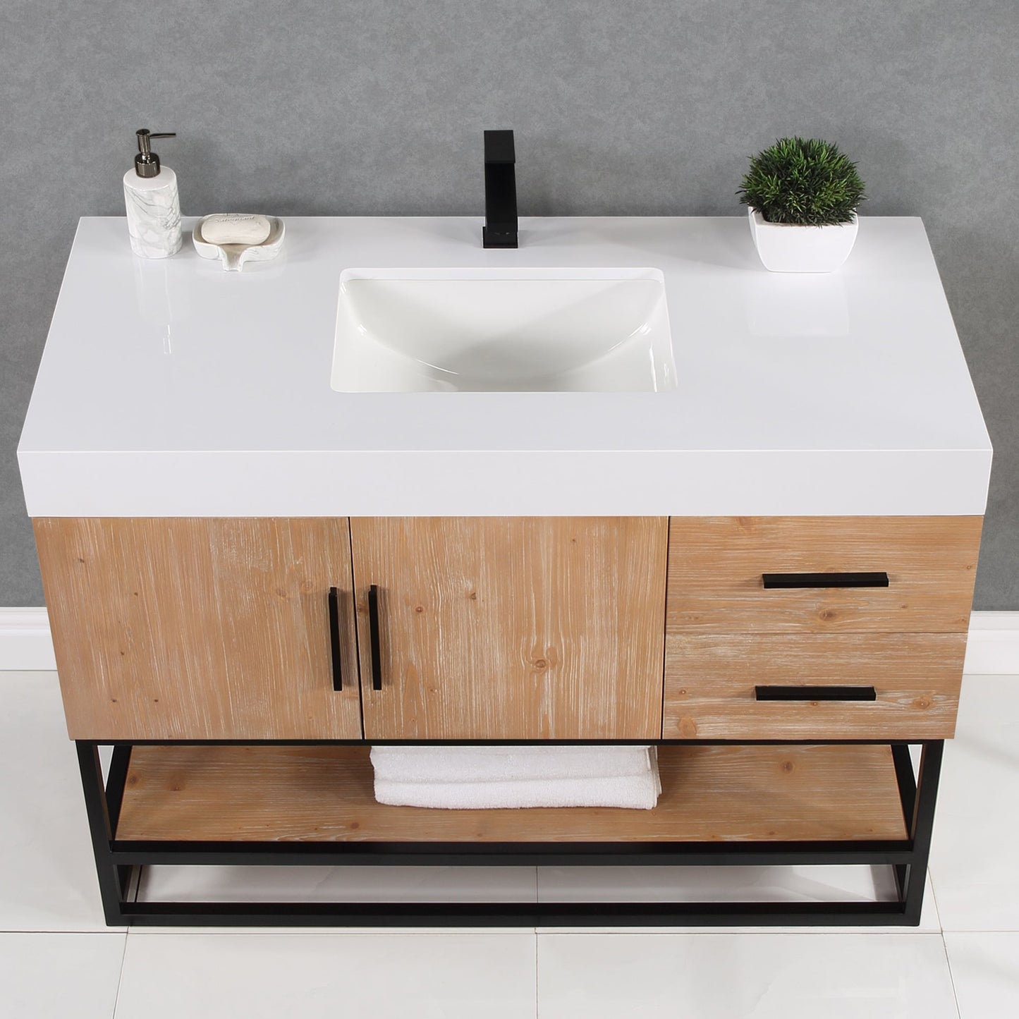 Altair Designs 36"/48"/60" single vanity with top - 552036B-LB-WH-NM