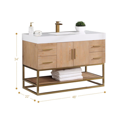 Altair Designs 36"/48"/60" single vanity with top - 552036B-LB-WH-NM