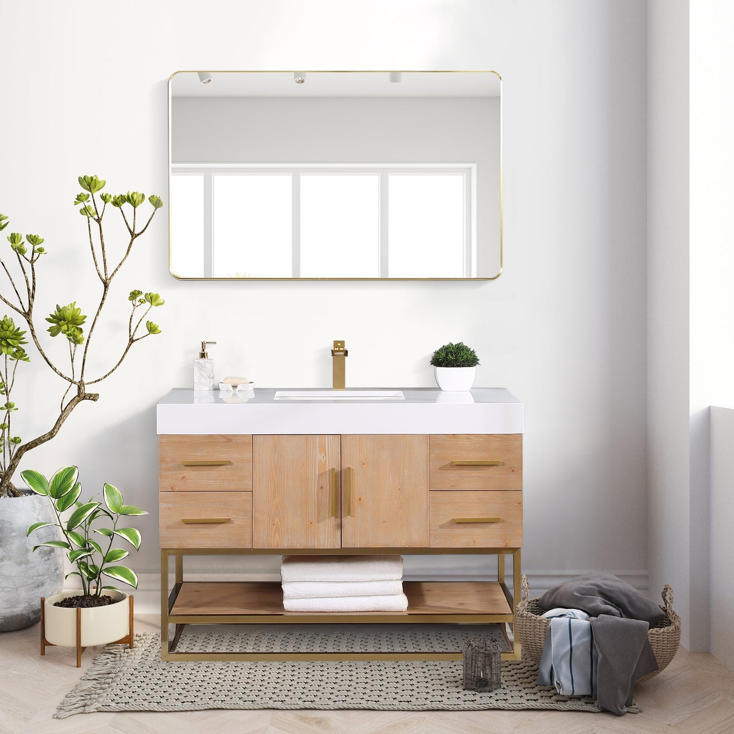 Altair Designs 36"/48"/60" single vanity with top - 552036B-LB-WH-NM